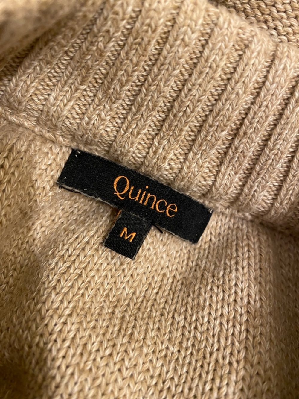 Quince Taupe Button-Front Crew Orhanic cotton Cropped Cardigan. Size M - Picture 4 of 11
